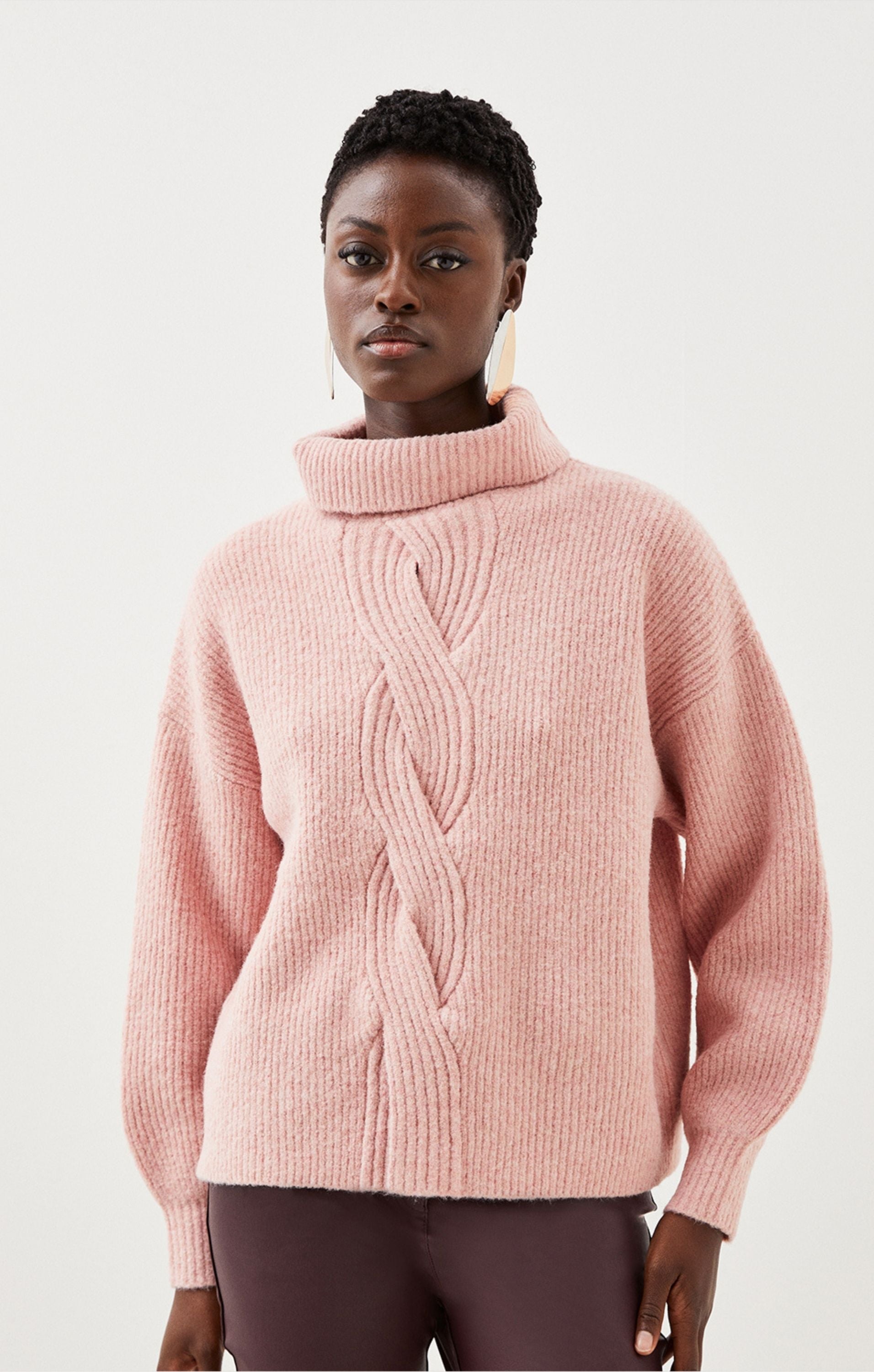 Karen Millen Lofty Knit Chunky Cable Wool Jumper