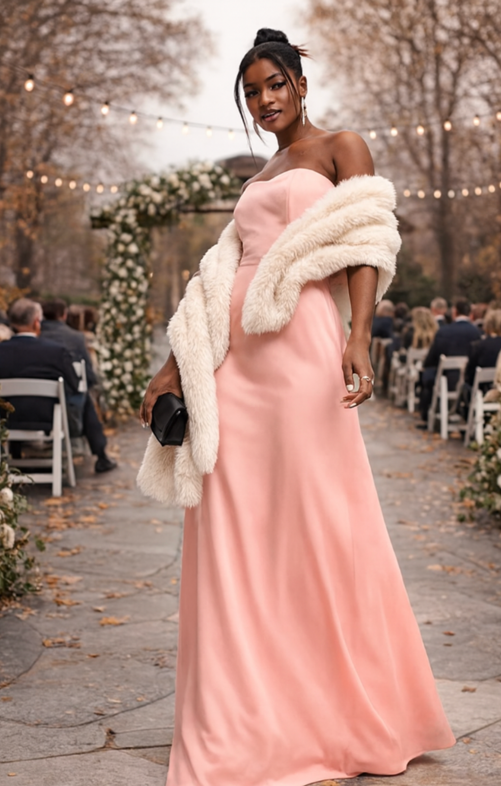 strapless open back dress In The Style - Satin Bardot Ruched Maxi Dress - Rose Pink main image 1
