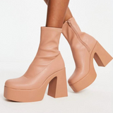 ALDO Grandstep Chunky Platform Sock Boots In Beige