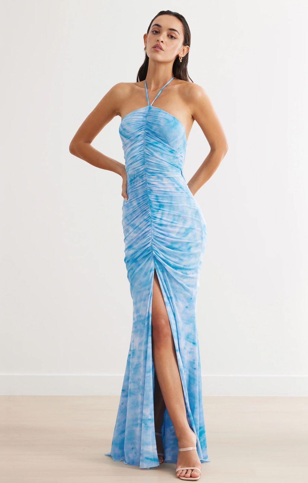 Lexi Amber Blue Split Front Maxi Dress