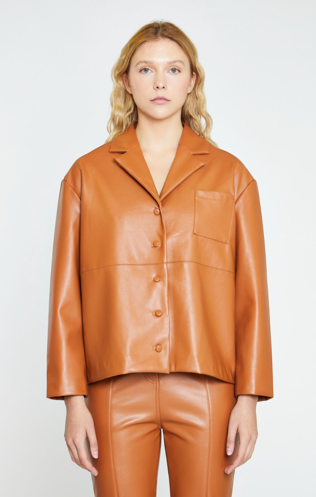 Glamorous Tan PU Co-ord Shirt