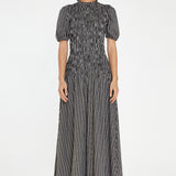 Glamorous Brown & White Stripe Shirred Bodice Maxi Dress
