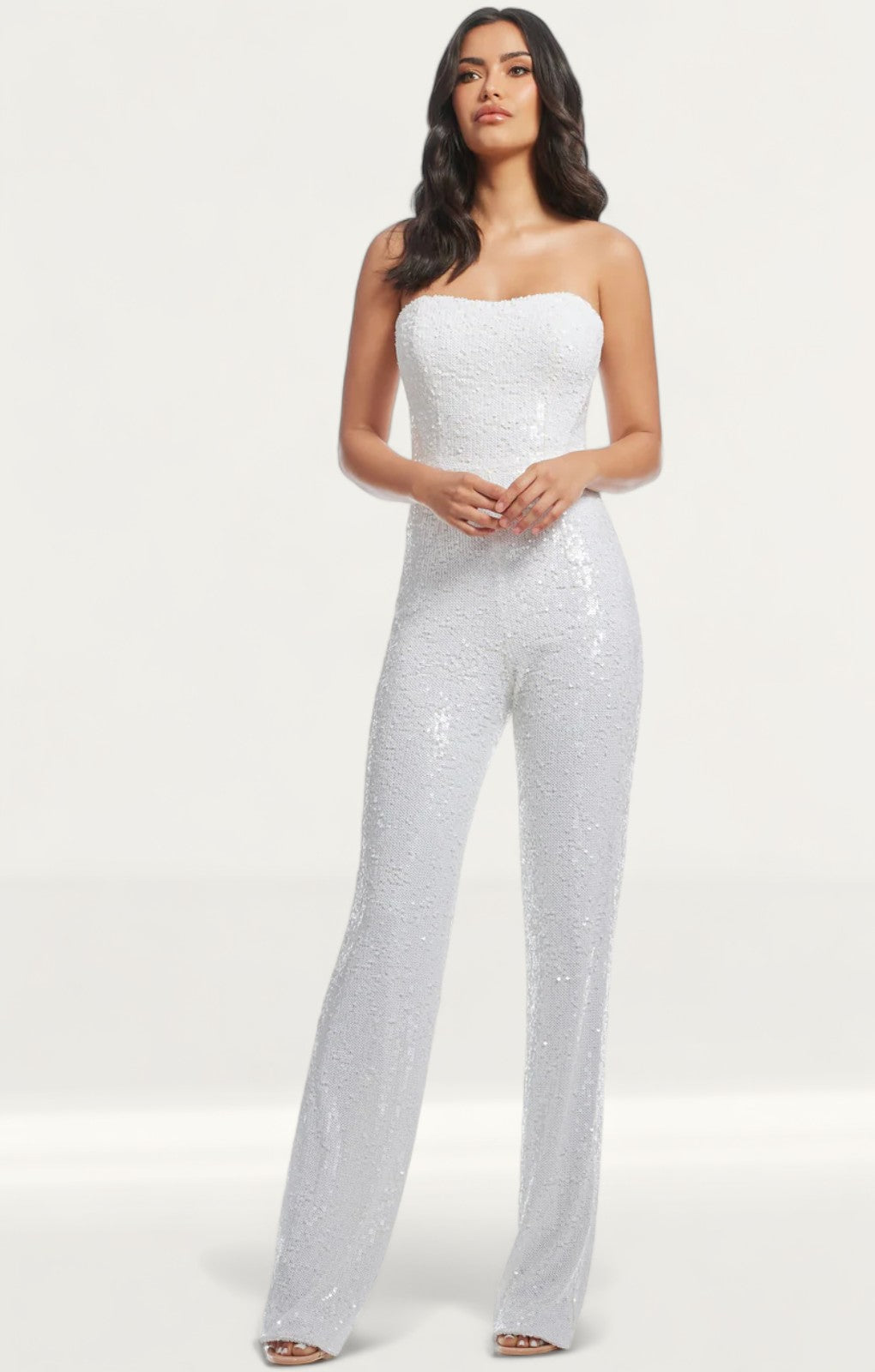 Dress The Population Andy White Sequin Jumpsuit