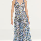 Dress The Population Ariyah Mineral Blue Floral Maxi Dress