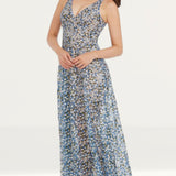 Dress The Population Ariyah Mineral Blue Floral Maxi Dress