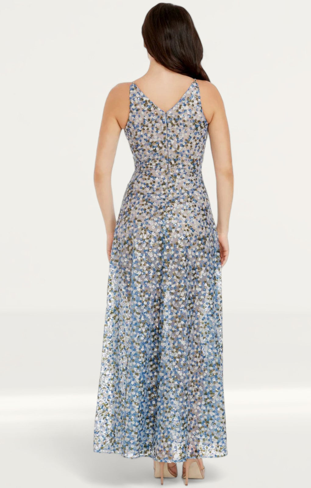 Dress The Population Ariyah Mineral Blue Floral Maxi Dress