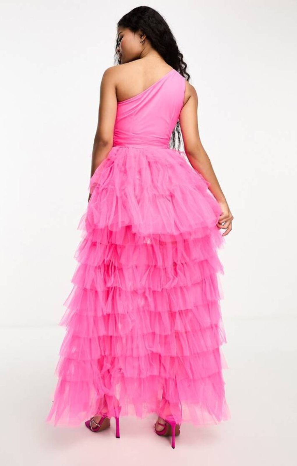 Lace & Beads Petite Exclusive Embellished Tulle High Low Maxi Dress In Pink – dresses by Lace & Beads Petite, available to rent from Hirestreet