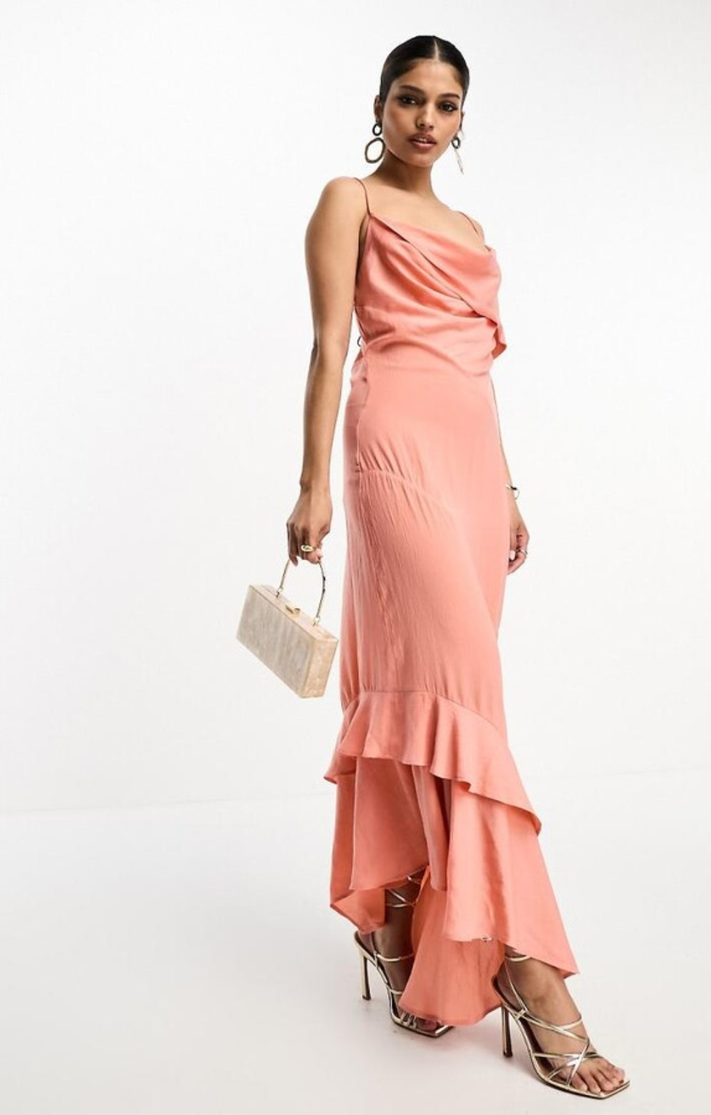 Rent ASOS DESIGN Satin Asymmetric Hem Slip Dress With Tendril