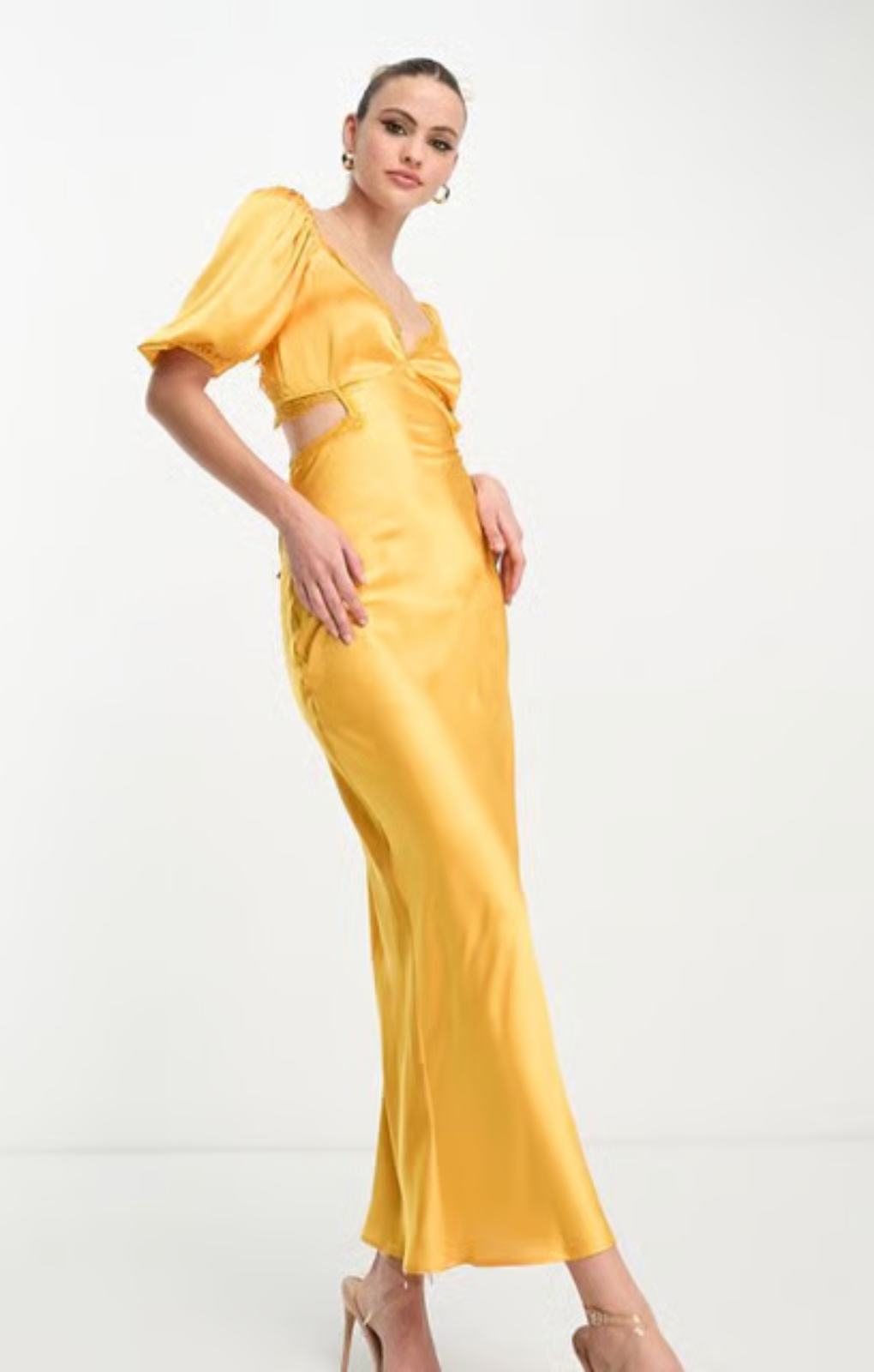 Rent ASOS DESIGN Tall Satin Milkmaid Lace Trim Maxi Dress With