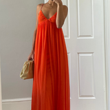 Asos Design Cami Mesh Overlay Skater Maxi Dress In Orange