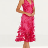Dress The Population Audrey Floral Effect Begonia Midi Dress