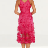 Dress The Population Audrey Floral Effect Begonia Midi Dress
