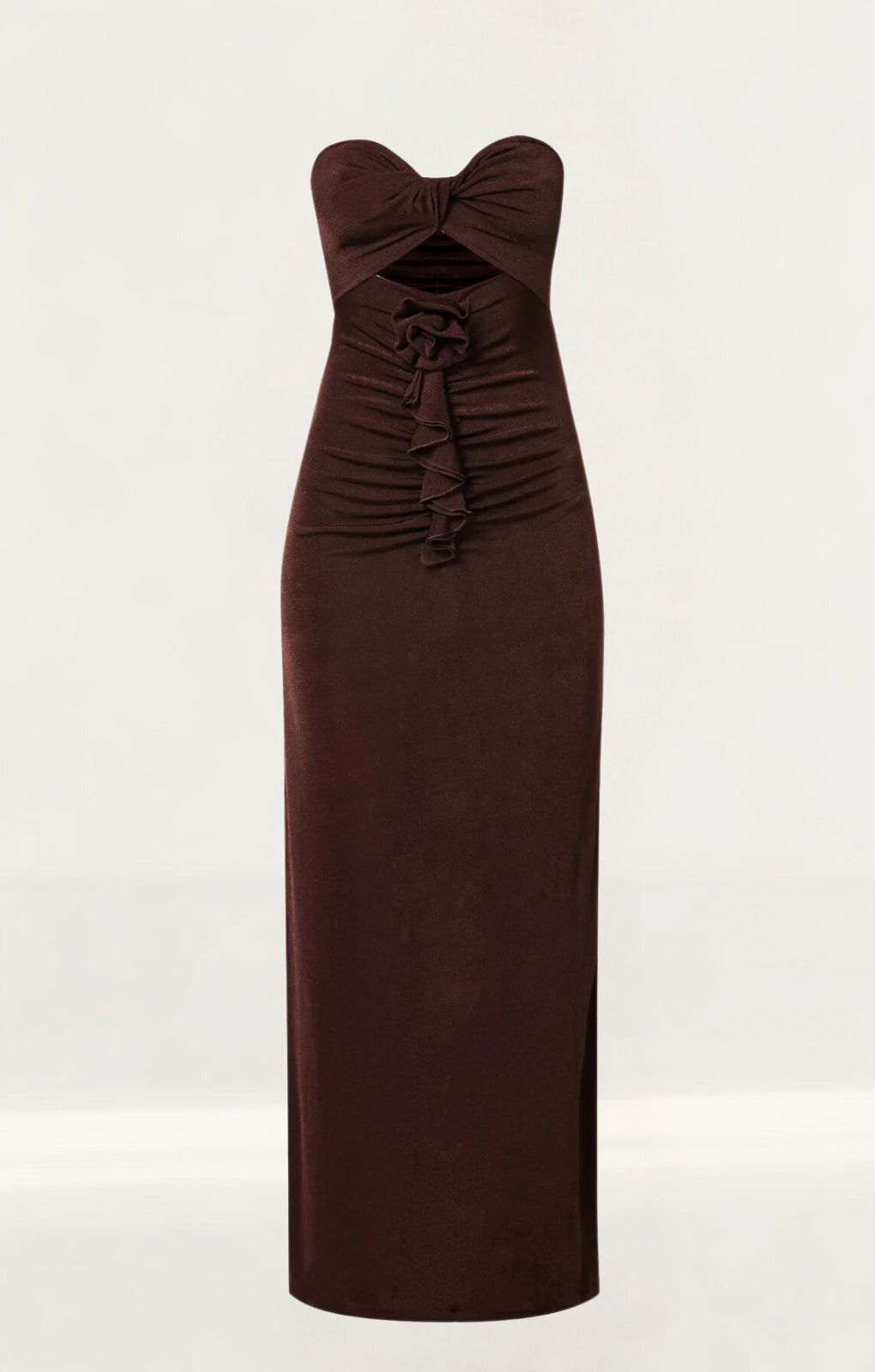 Amy Lynn Tia Brown Strapless Maxi Dress