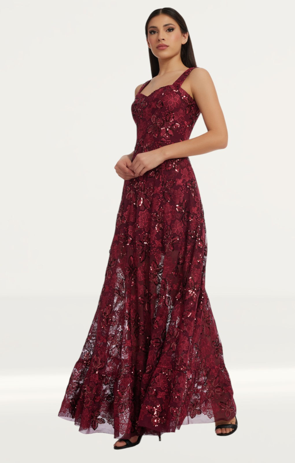 Dress The Population Anabel Maxi Dress in Port