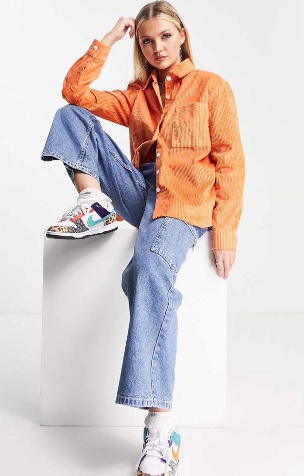 Asos Made In Kenya Jumbo Corduroy Shirt In Rust – tops by ASOS, available to rent from Hirestreet