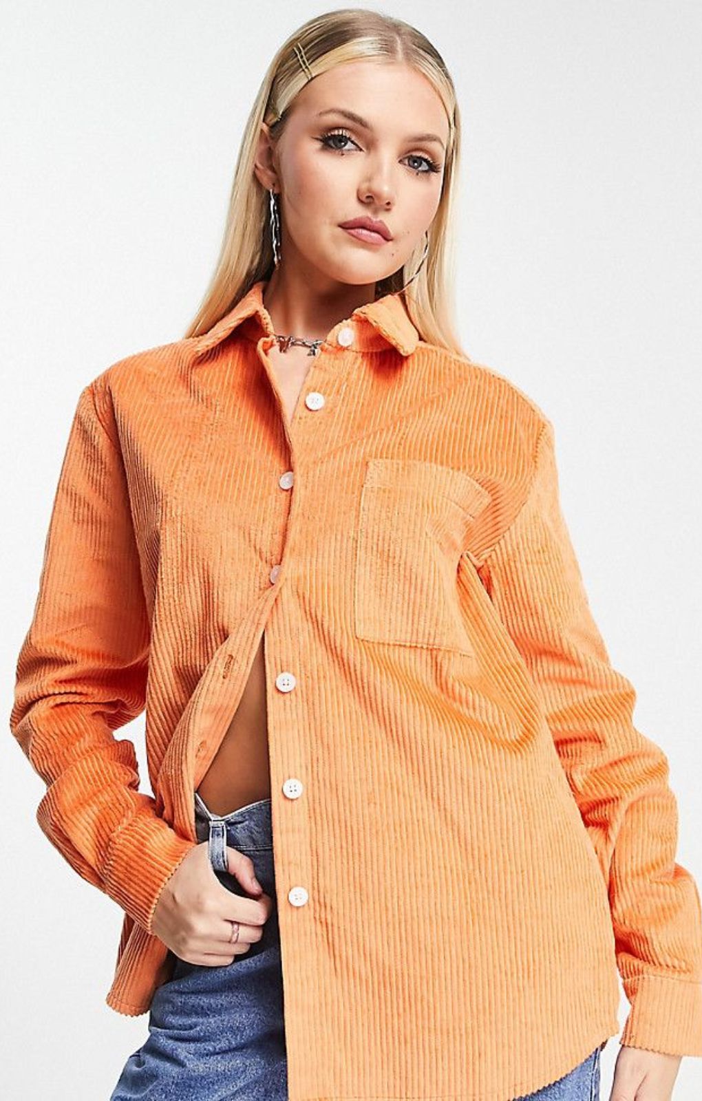 Asos Made In Kenya Jumbo Corduroy Shirt In Rust – tops by ASOS, available to rent from Hirestreet
