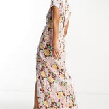 Asos Petite Button Side Detail Satin Midi Tea Dress In Bold Floral Print – dresses by ASOS Petite, available to rent from Hirestreet