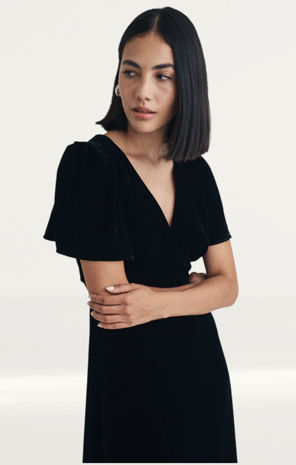 Nobody's Child Black Velvet Atlas Midi Dress