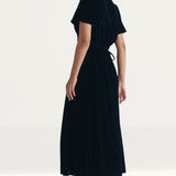 Nobody's Child Black Velvet Atlas Midi Dress