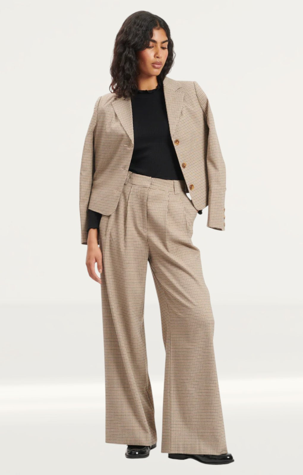 Nobody's Child Heritage Check Wide Leg Tailored Trousers