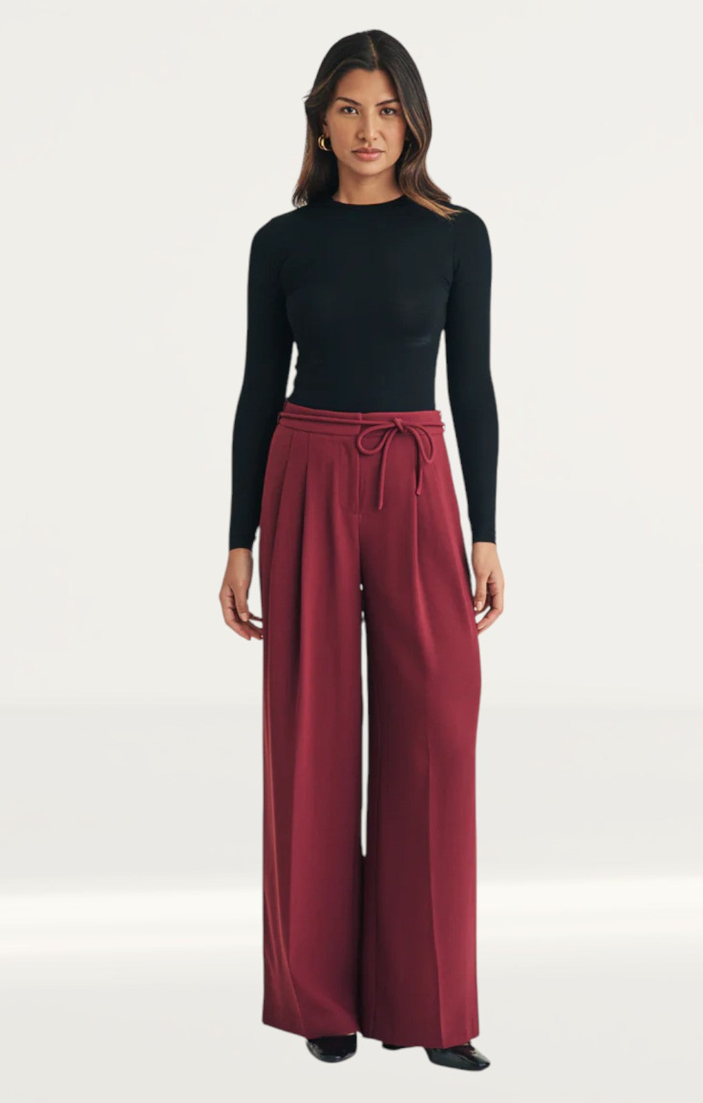 Nobody's Child Burgundy Pleated Tailored Trousers
