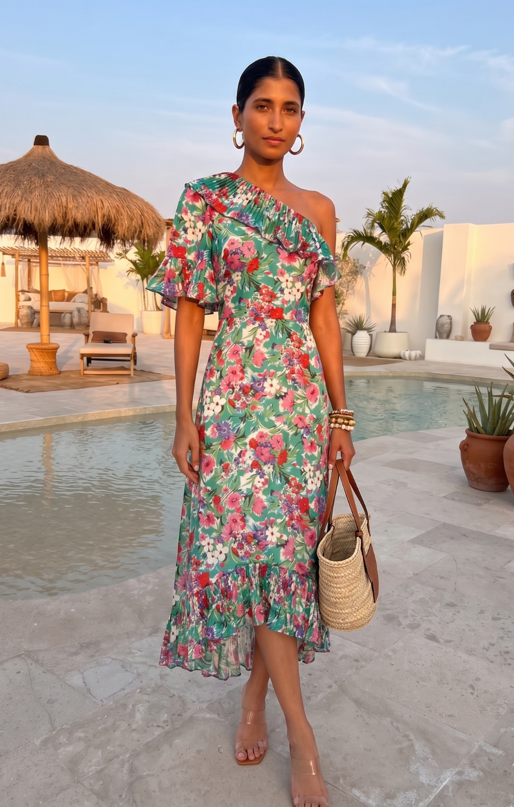 aje nya gathered midi dress Zara Gathered Maxi Dress-GOLD / 4