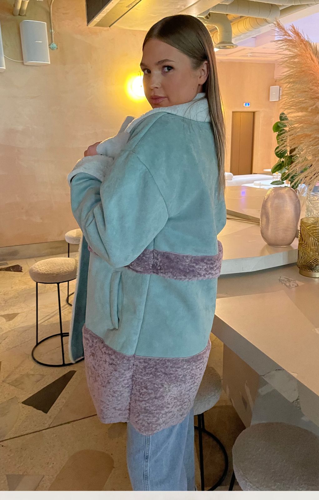 Glamorous Curve Seafoam Aviator Style Jacket