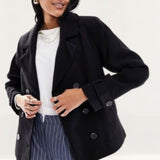 Pimkie Wool Look Double Breasted Jacket In Black