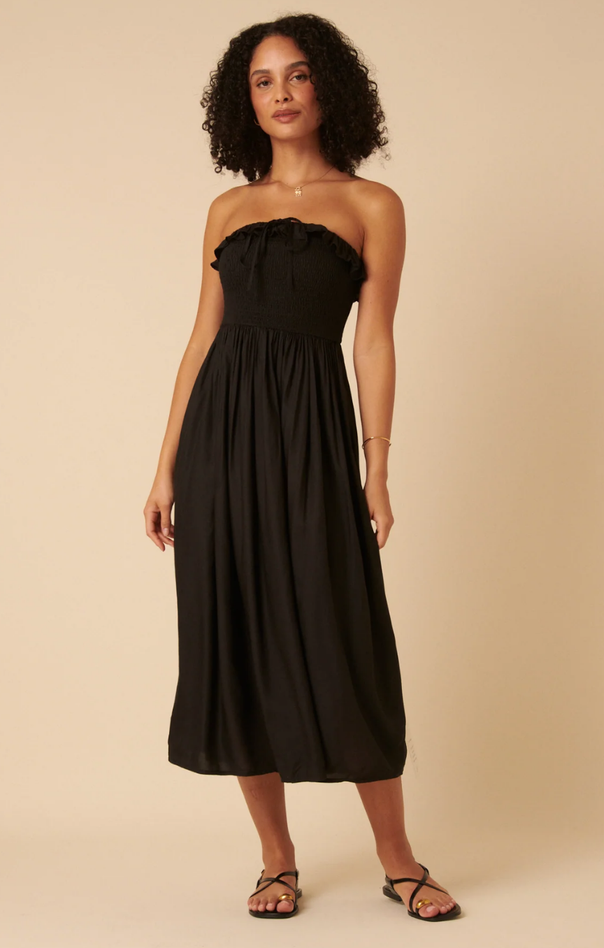 sachin and babi light blue dress Lindsay Hubbard's Black Strapless Midi Dress