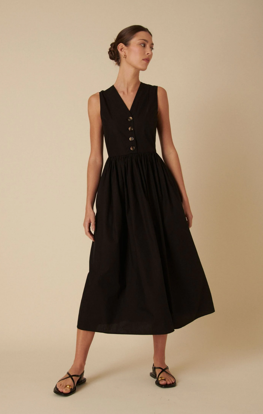 Rent Nobody's Child Black Button Down A-line Midi Dress | Hirestreet Rent Nobody's Child Black Button Down A-line Midi Dress | Hirestreet