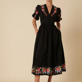 Nobody's Child Black Floral Embroidered Starlight Midi Dress – dresses by Nobody's Child, available to rent from Hirestreet