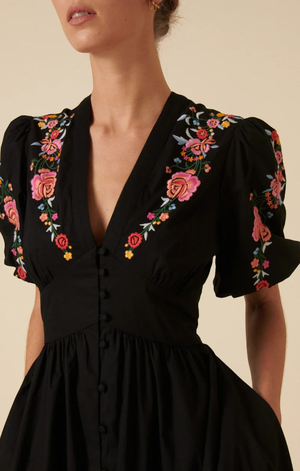 Nobody's Child Black Floral Embroidered Starlight Midi Dress – dresses by Nobody's Child, available to rent from Hirestreet