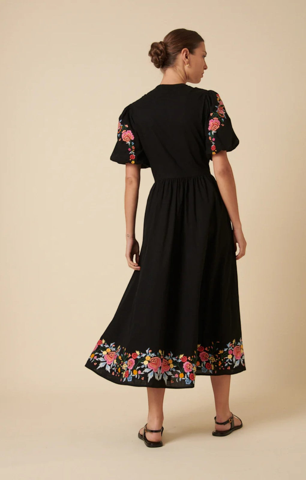 Nobody's Child Black Floral Embroidered Starlight Midi Dress – dresses by Nobody's Child, available to rent from Hirestreet