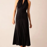 Ro&Zo Black Halterneck Midi Dress