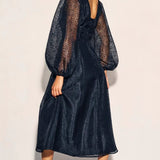 Nobody's Child Black Organza Balloon Sleeve Zora Midi Dress