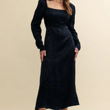 Nobody's Child Black Satin Jacquard Abby Midi Dress