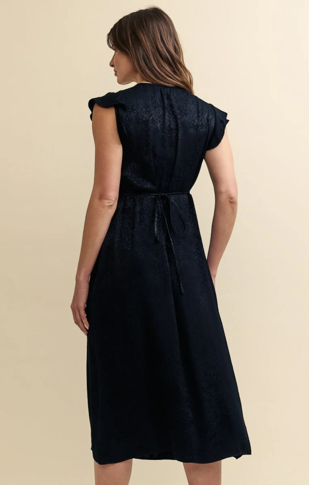 Nobody's Child Black Satin Jacquard Lily Midi Dress