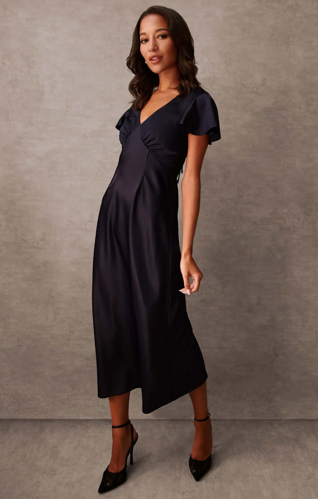 Blue Vanilla Luxe Angel Sleeve Midi Dress