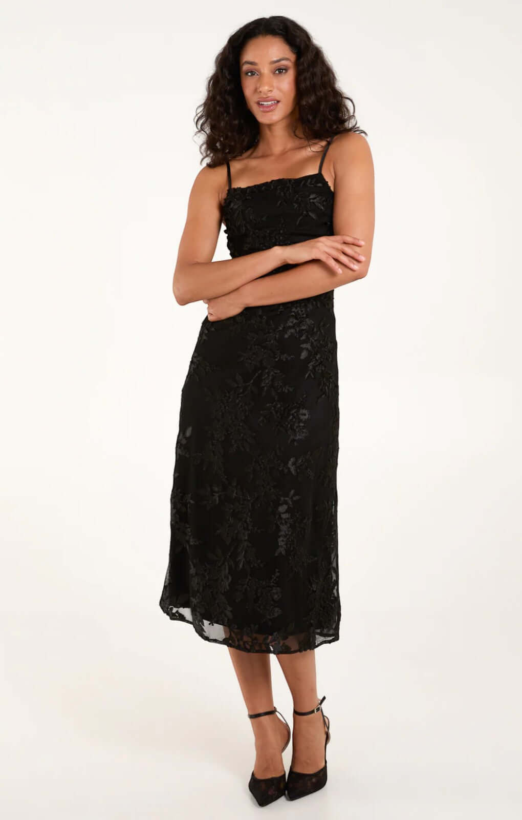Blue Vanilla Luxe Ruched Devore Midi Dress