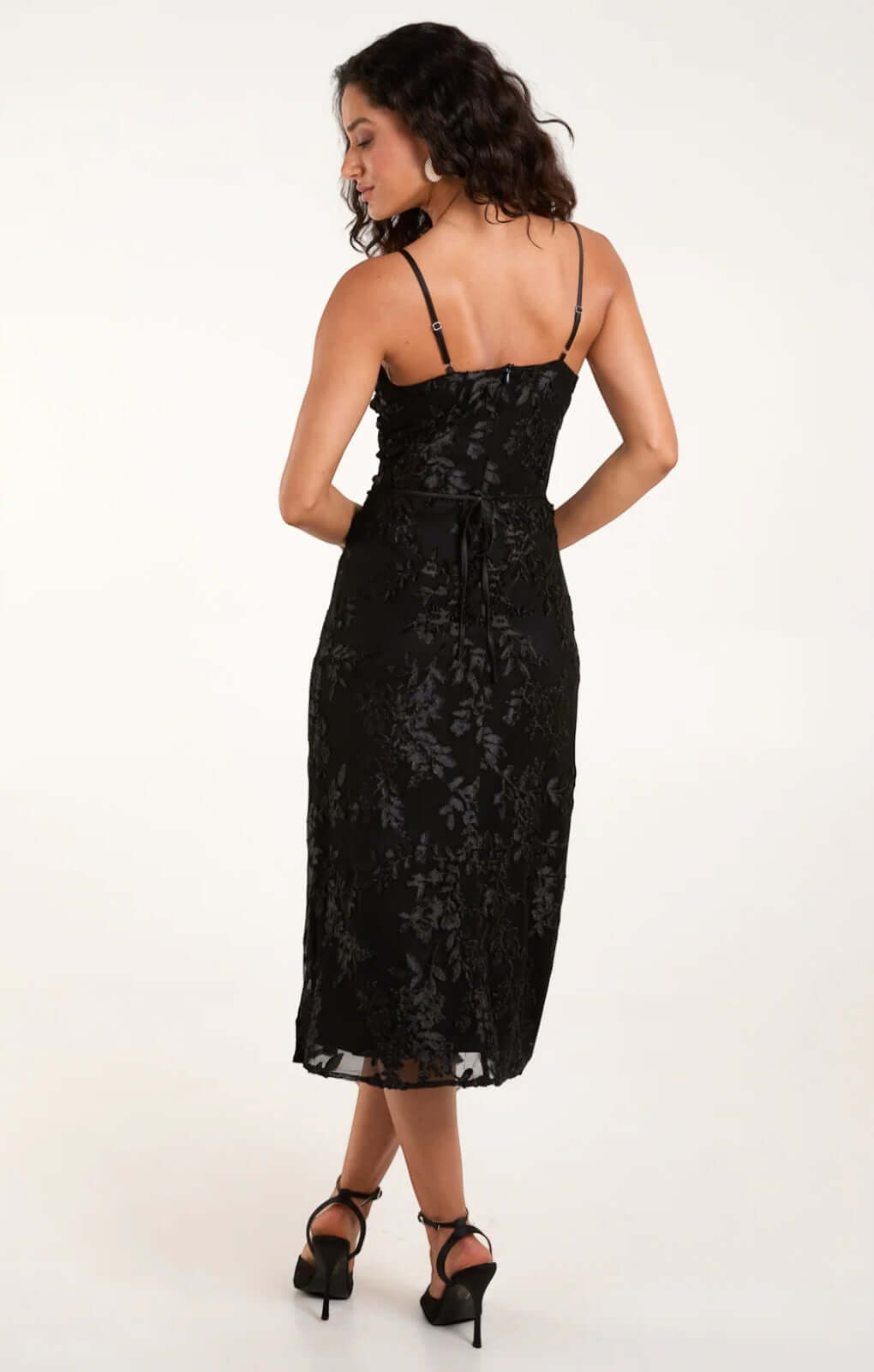 Blue Vanilla Luxe Ruched Devore Midi Dress