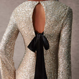 Blue Vanilla Luxe Bow Back Sequin Shift Dress