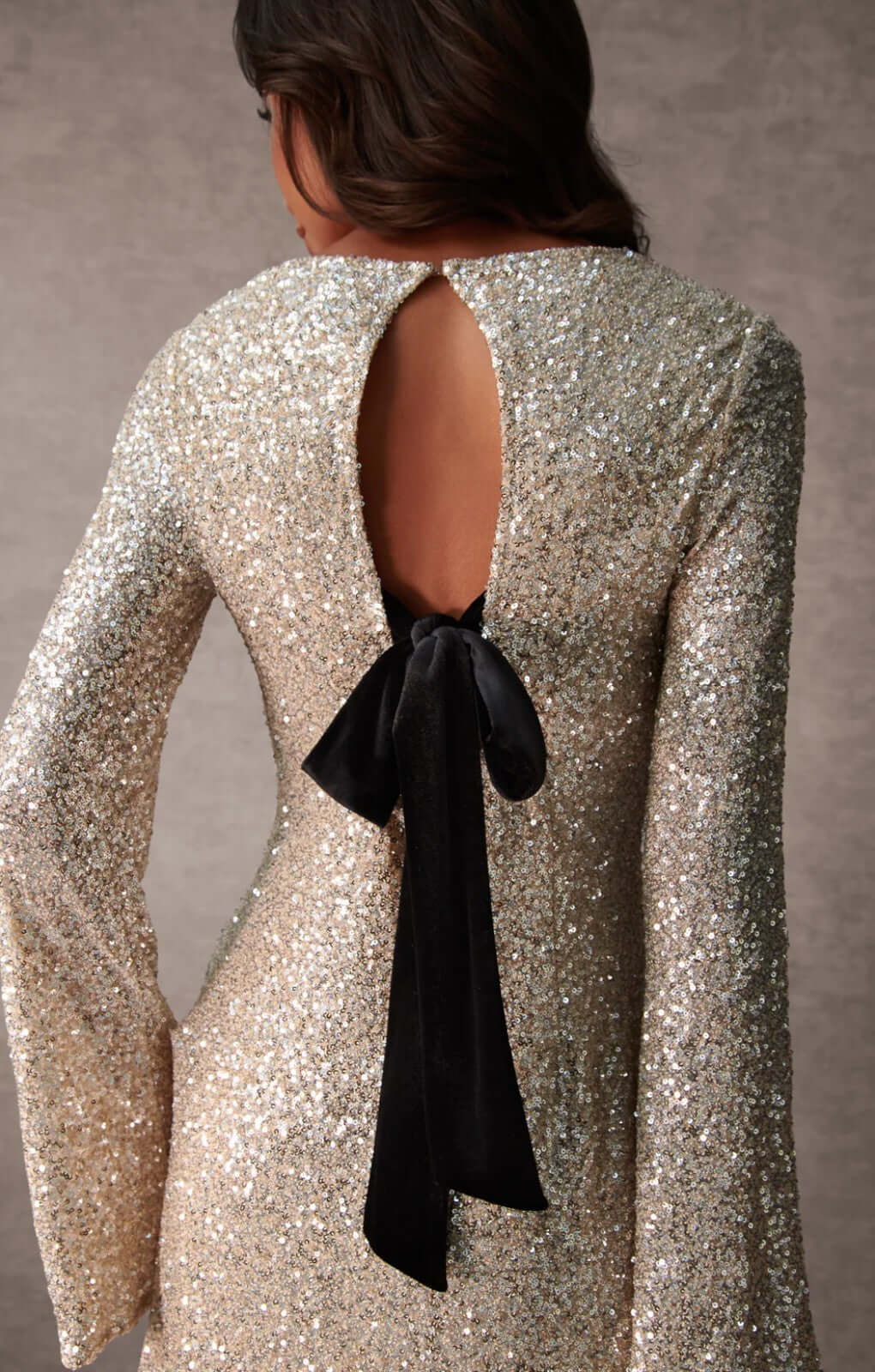Blue Vanilla Luxe Bow Back Sequin Shift Dress