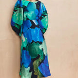 Nobody's Child Blue Watercolour Floral Zora Midi Dress