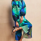 Nobody's Child Blue Watercolour Floral Zora Midi Dress