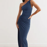 Lexi Carina Blue One Shoulder Maxi Dress
