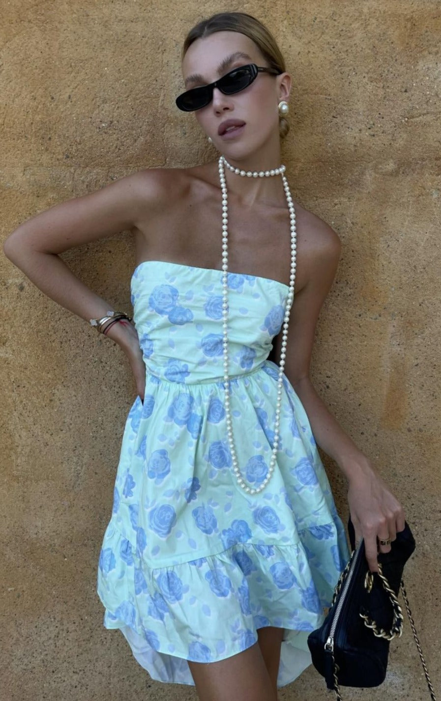 Collective The Label Niamh High-Low Mint-Blue Strapless Dress