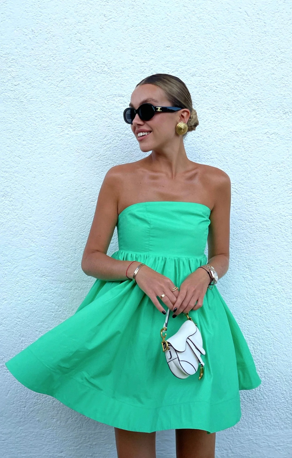 EXHIRE Collective The Label Hayden Strapless Green Mini-Dress UK 10 – dresses by Collective The Label, available to rent from Hirestreet