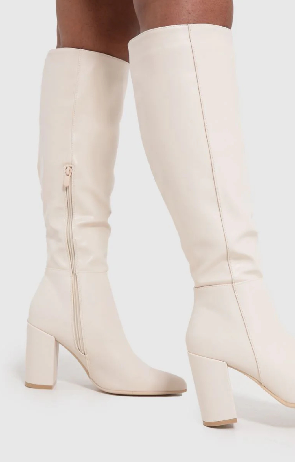 Women's Knee High Boots With Low Block Heel - Square Toe Microfiber Casual Boots, Easy Walking 3.5 Cm Heel