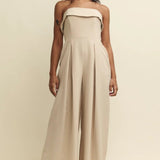 Nobody's Child Cream Linen-blend Roxy Jumpsuit