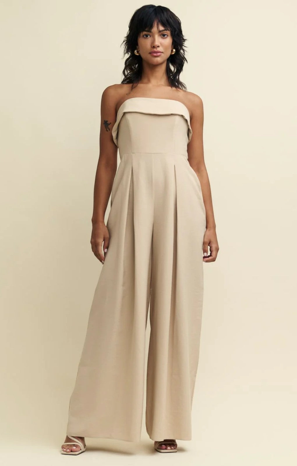 Nobody's Child Cream Linen-blend Roxy Jumpsuit